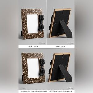 Leopard Print Photo Frame with Black Bow